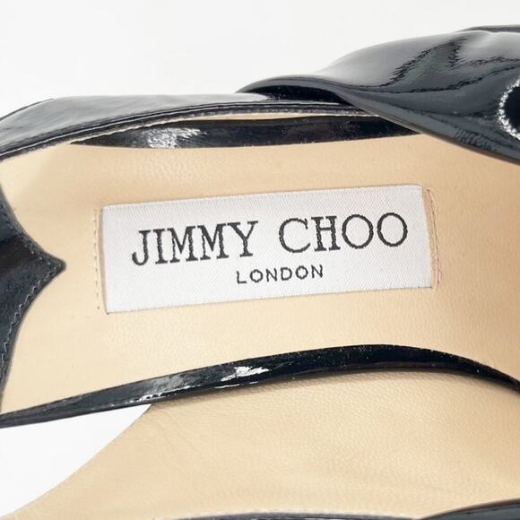 Jimmy Choo Black Leather Annabell 85 Ruched Pointed Toe Slingback Heels IT 38.5 - Picture 9 of 12